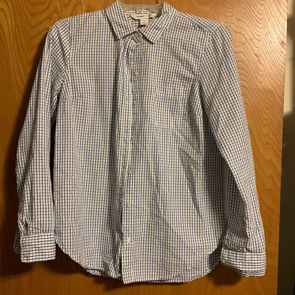 White and blue button down shirt